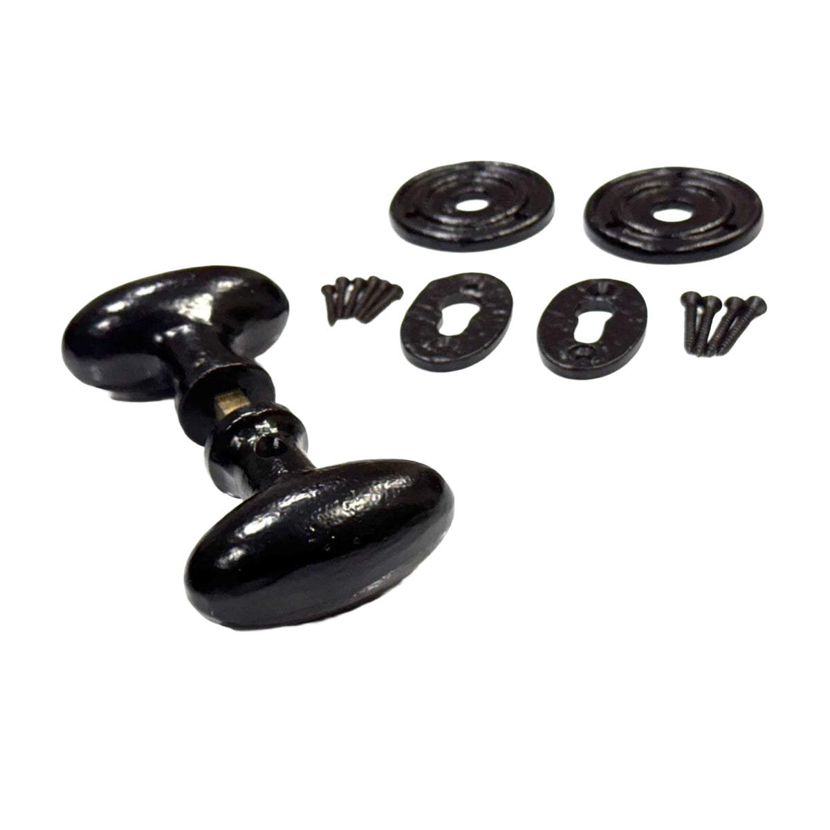 Black Antique Cast Iron Rim Door Knob Set