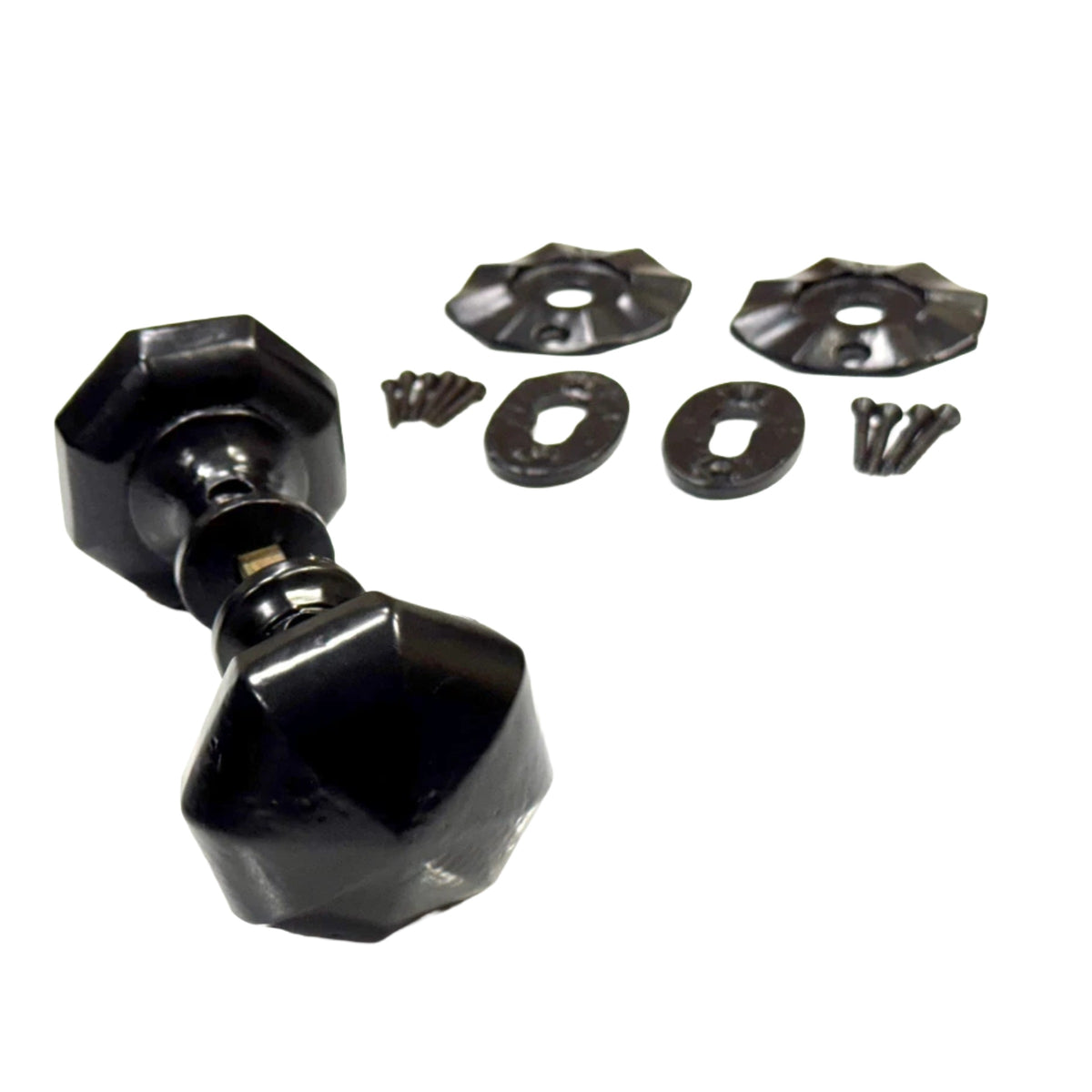 Black Antique Cast Iron Rim Door Knob Set