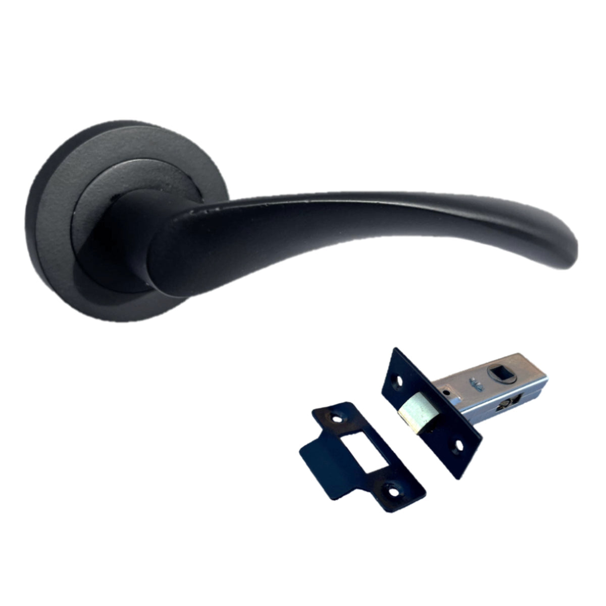 Marketplace JPG companion for Astrid Door Handles Latch Twist Lever on Rose - Matt Black Latch 120mm - 50mm