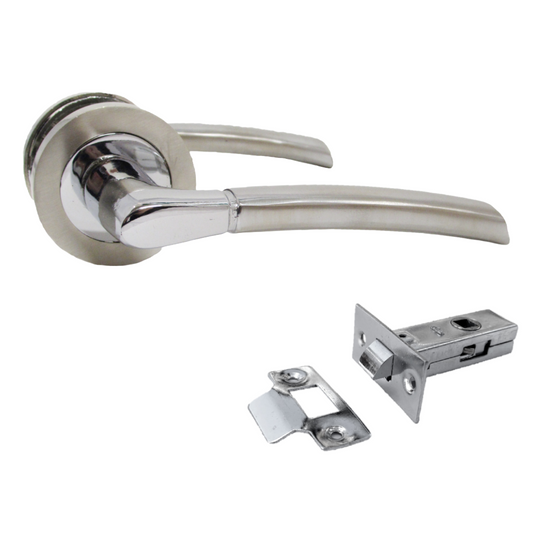 Indiana Door Handles Lever on Rose Duo - Chrome Satin Latch Pack 125mm