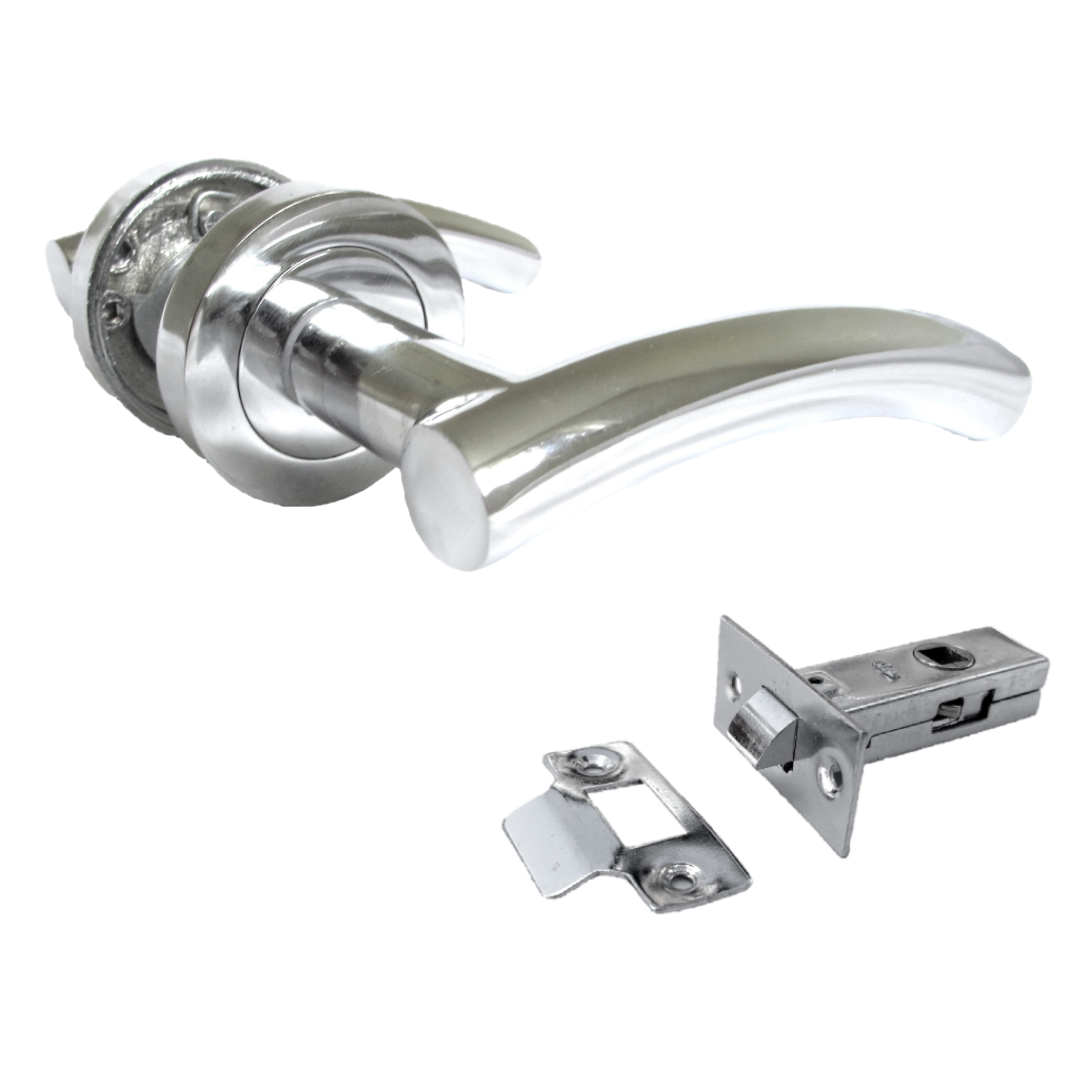 Poignée de porte à levier arquée sur rosace Ensemble de loquet tubulaire CHROME