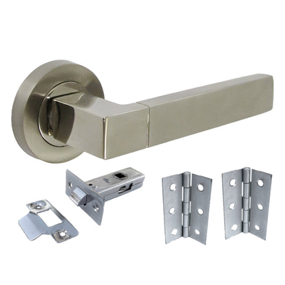 Marketplace JPG companion for Cafri Line Door Handle Modern Satin Nickel Lever on Rose Internal Door Handles + 64mm Latch & Hinges