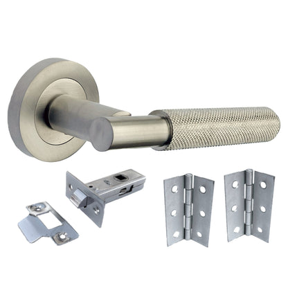 Marketplace JPG companion for Knurled Turning Door Handles Satin Lever on Round Rose Latch Set