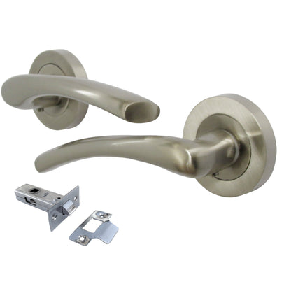 Marketplace JPG companion for Zena Door Handle Modern Design Satin Nickel Lever on Rose Internal + Latch