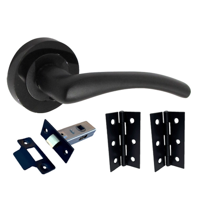 Zena Door Handle Modern Design Matt Black Lever on Nickel Rose Internal Latch Handles