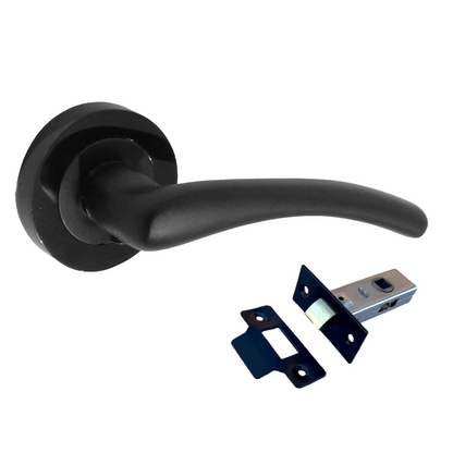Zena Door Handle Modern Design Matt Black Lever on Nickel Rose Internal Latch Handles