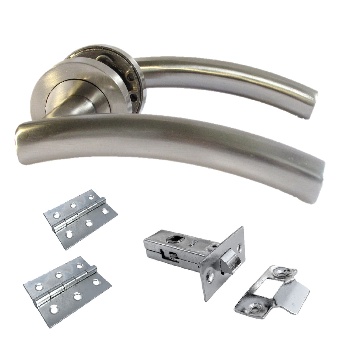 Marketplace JPG companion for Arched Lever Door Handles on Round Rose - Satin 134mm Latch Hinges