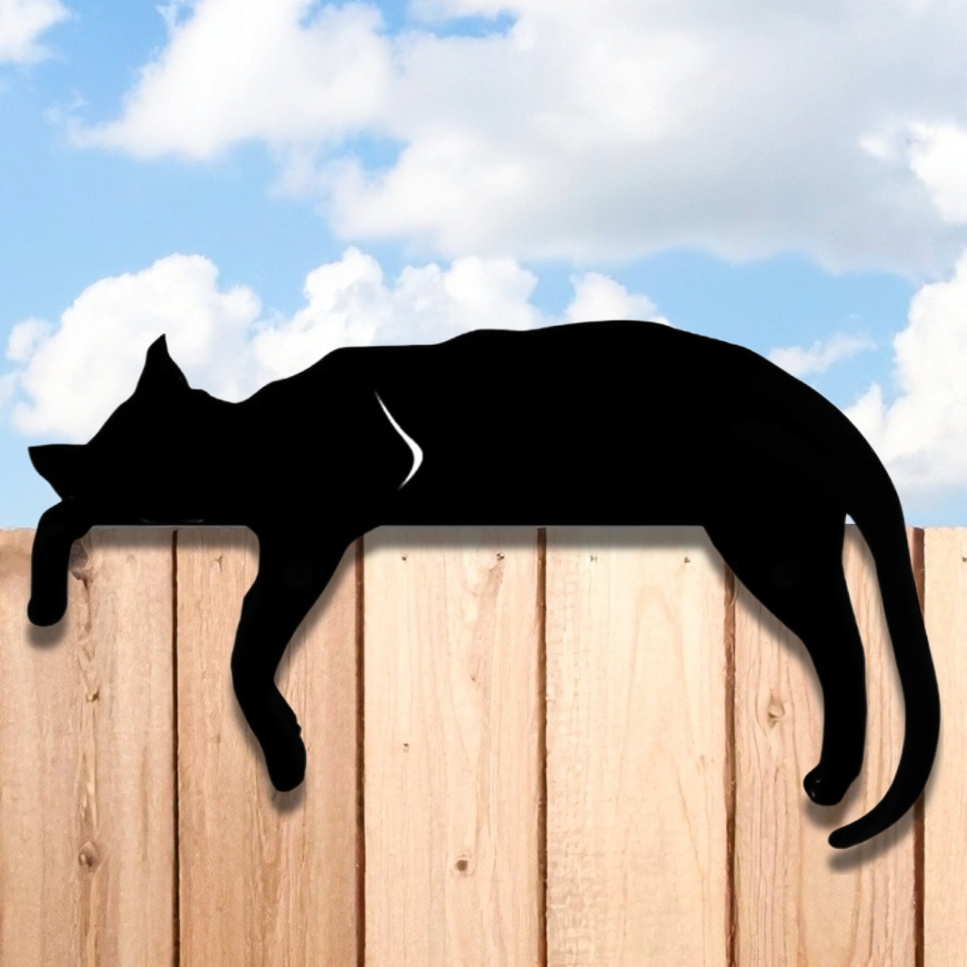 Silhouette de clôture pour chat en métal noir, décoration de jardin