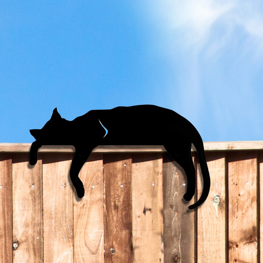 Silhouette de clôture pour chat en métal noir, décoration de jardin