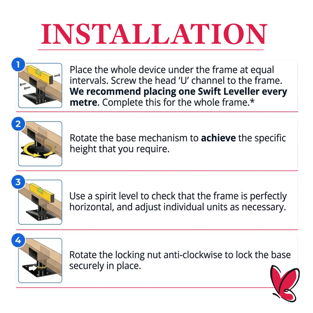 Leveller Mini Bolt Down Support for Uneven Surfaces, Sheds & Garden Buildings