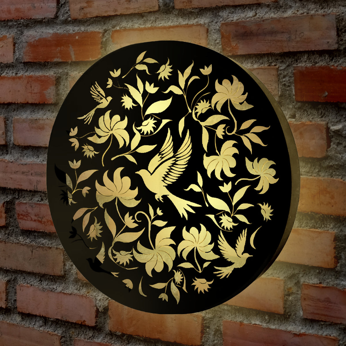 Marketplace JPG companion for Round Birds Solar Wall Panel Metal LED Garden Decor - 40cm x 40cm x 5cm