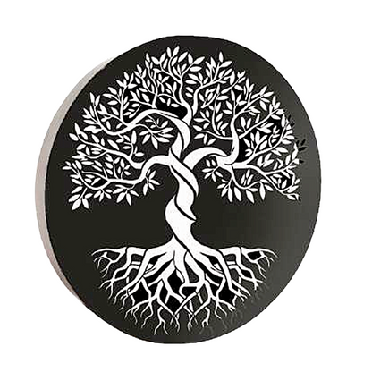 Round Tree of Life Solar Wall Panel Metal LED Garden Decor