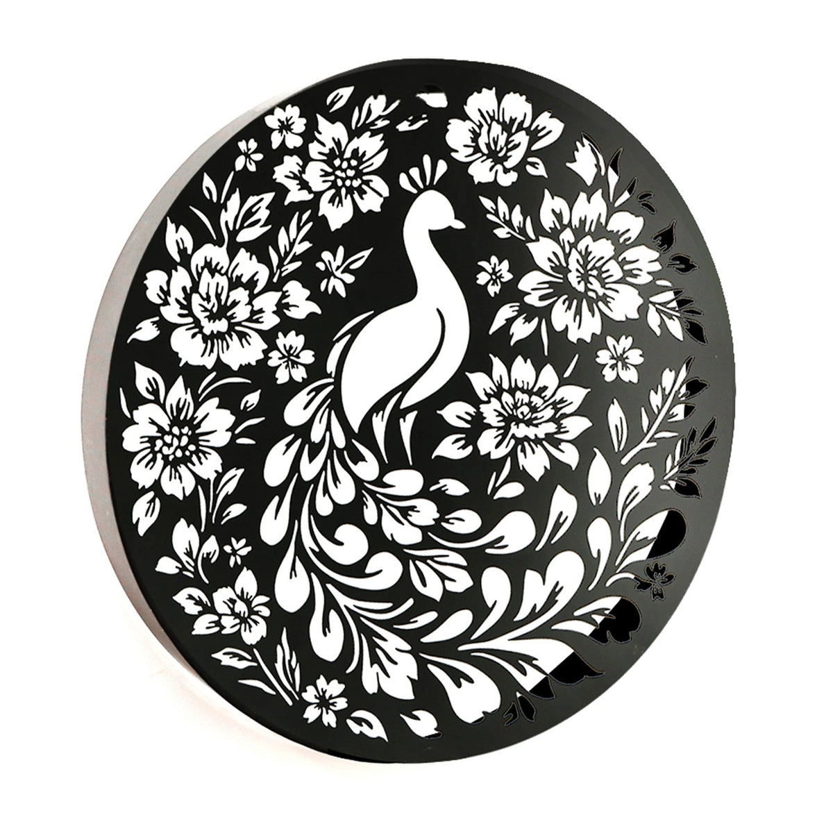 Marketplace JPG companion for Round Peacock Floral Solar Wall Panel Metal LED Garden Decor - 40cm x 40cm x 5cm
