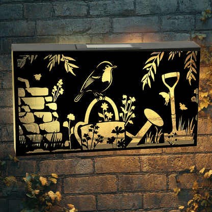 Tesco JPG version for Solar Robin Wall Panel Metal LED Garden Decor - 25cm x 48cm x 5cm