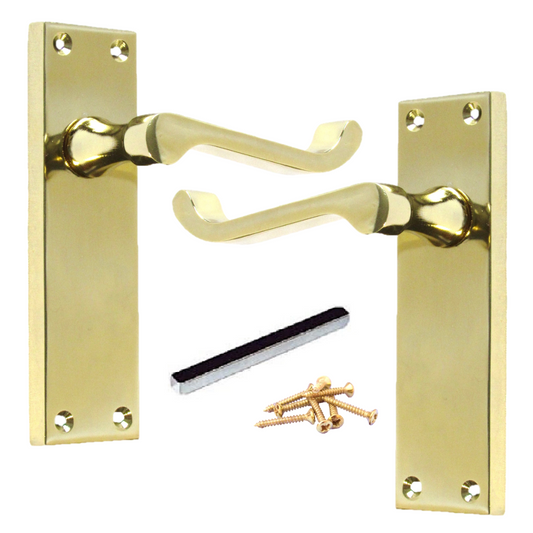 Door Handles Scroll Lever Internal Latch - Brass 150 x 40mm
