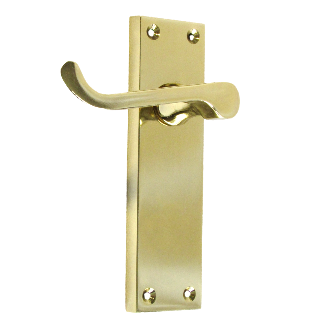 Poignées de porte à levier à volutes et loquet interne - Laiton 150 x 40 mm