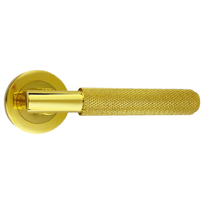 Marketplace JPG companion for Knurled Turning Door Handles Polished Brass Lever on Round Rose Latch Handle Luxe