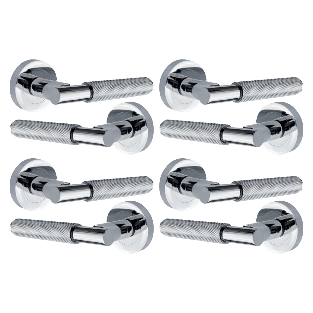 Marketplace JPG companion for Knurled Turning Door Handles Polished Chrome Lever on Round Rose Latch Handle Luxe