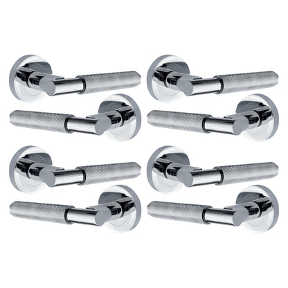 Marketplace JPG companion for Knurled Turning Door Handles Polished Chrome Lever on Round Rose Latch Handle Luxe
