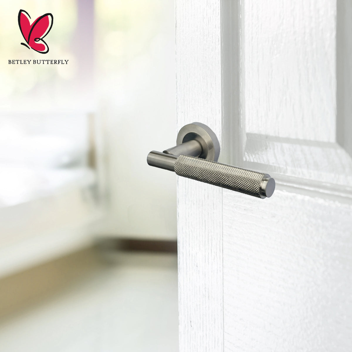 Marketplace JPG companion for Knurled Turning Door Handles Satin Lever on Round Rose Key Lock Set