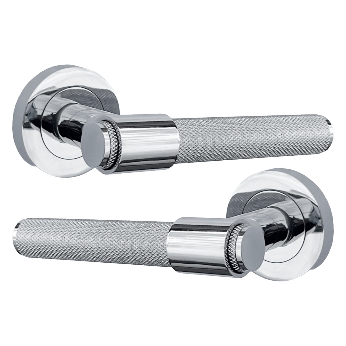Marketplace JPG companion for Knurled Door Handles Chrome Loop & Neck Lever on Rose Key Lock Set