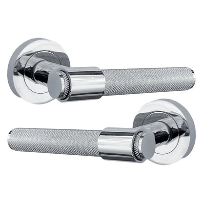 Marketplace JPG companion for Knurled Door Handles Chrome Loop & Neck Lever on Rose Key Lock Set