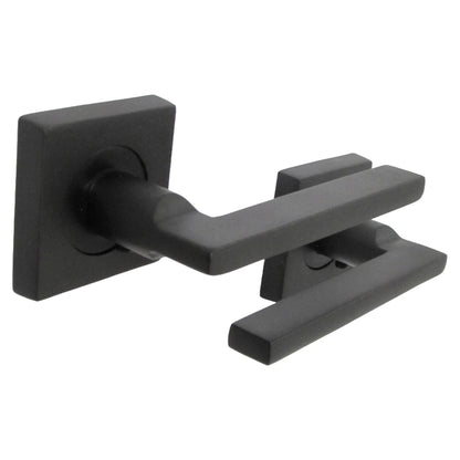 Marketplace JPG companion for UNO Door Handle Matt Black Lever on Square Rose Internal Wooden Handles + 64mm Latch & Hinges