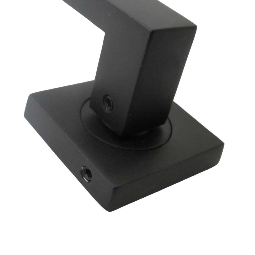 Cafri Door Handle Matt Black Rectangular Lever on Square Rose Internal + 64mm Latch & Hinges
