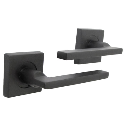 Marketplace JPG companion for UNO Door Handle Matt Black Lever on Square Rose Internal Wooden Handles + 64mm Latch & Hinges
