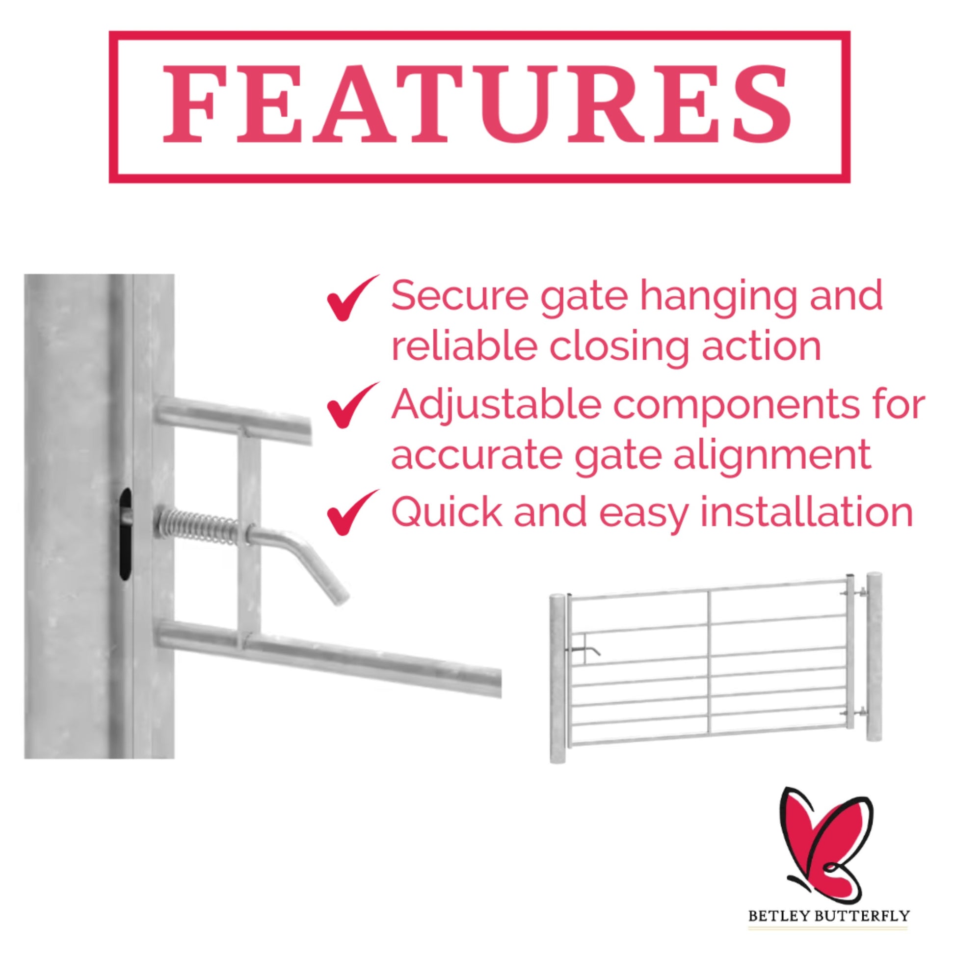 Marketplace JPG companion for Field Gate Fixing Kit for Metal Gates 19mm Adjustable Gate Eyes with 300mm Bolt