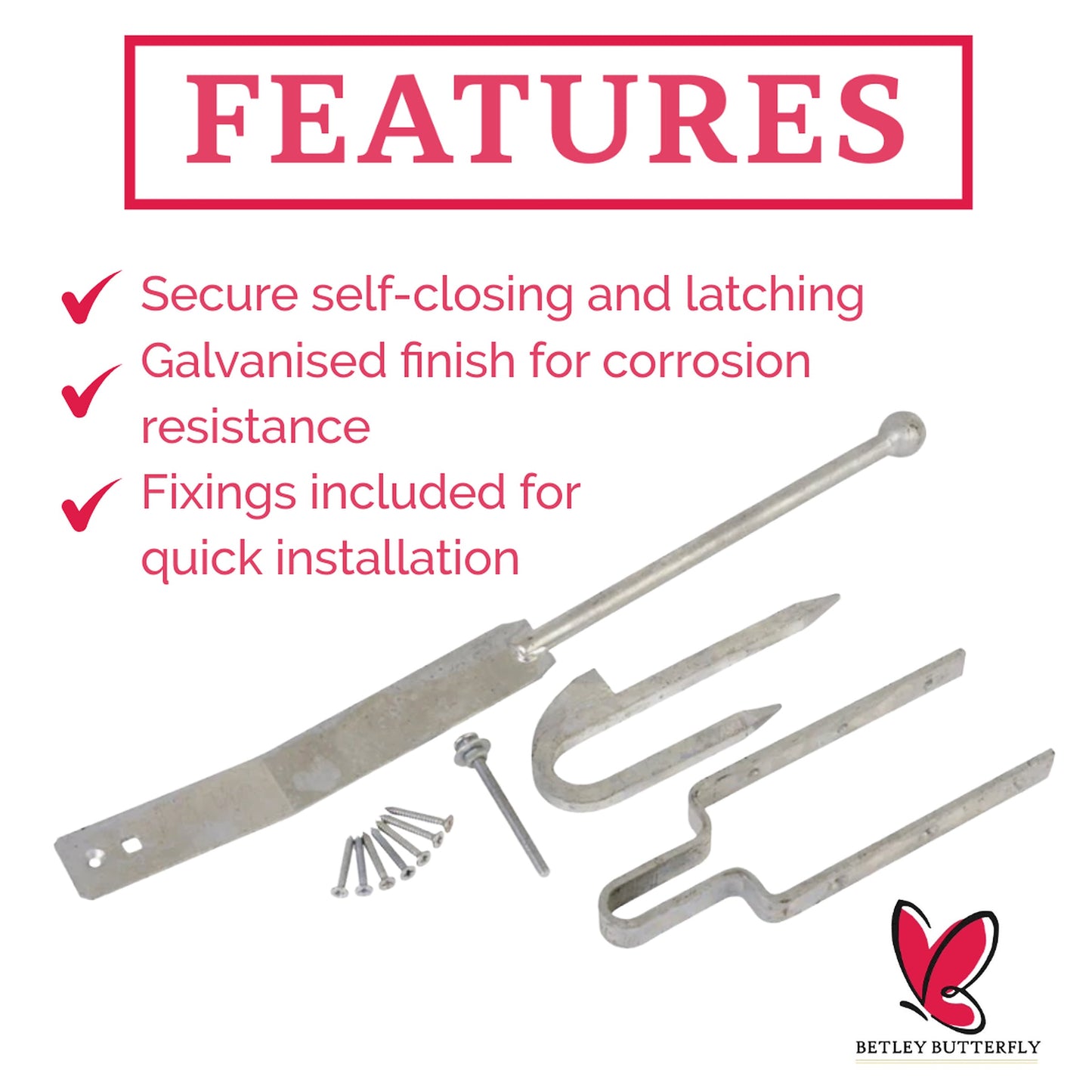Marketplace JPG companion for Field Gate Spring Fastener Set Galvanised 610mm Latch for Gates with Fixings
