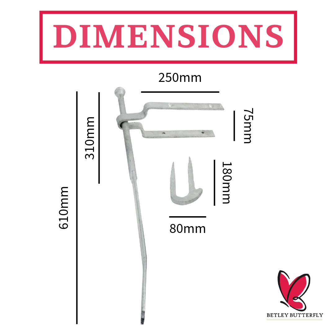 Fieldgate Spring Fastener Set Galvanised 610mm Latch for Gates with Fixings