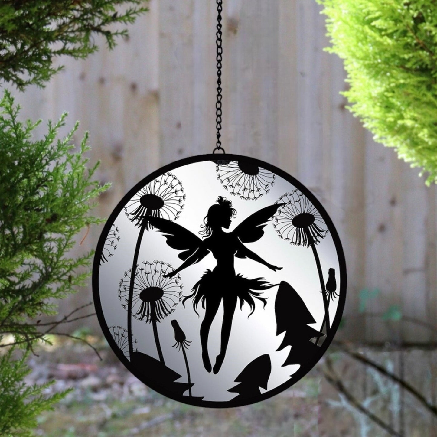 Marketplace JPG companion for Hanging Fairy Mirror Silhouette Spinner - Magical Black Tree Hanger - 23cm x 23cm