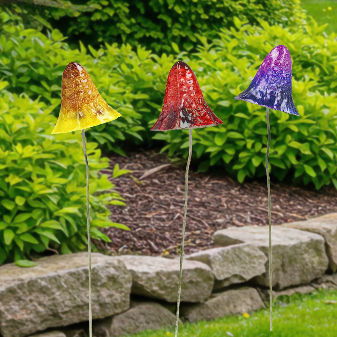 Enchanted Metal Mushroom Garden Stakes