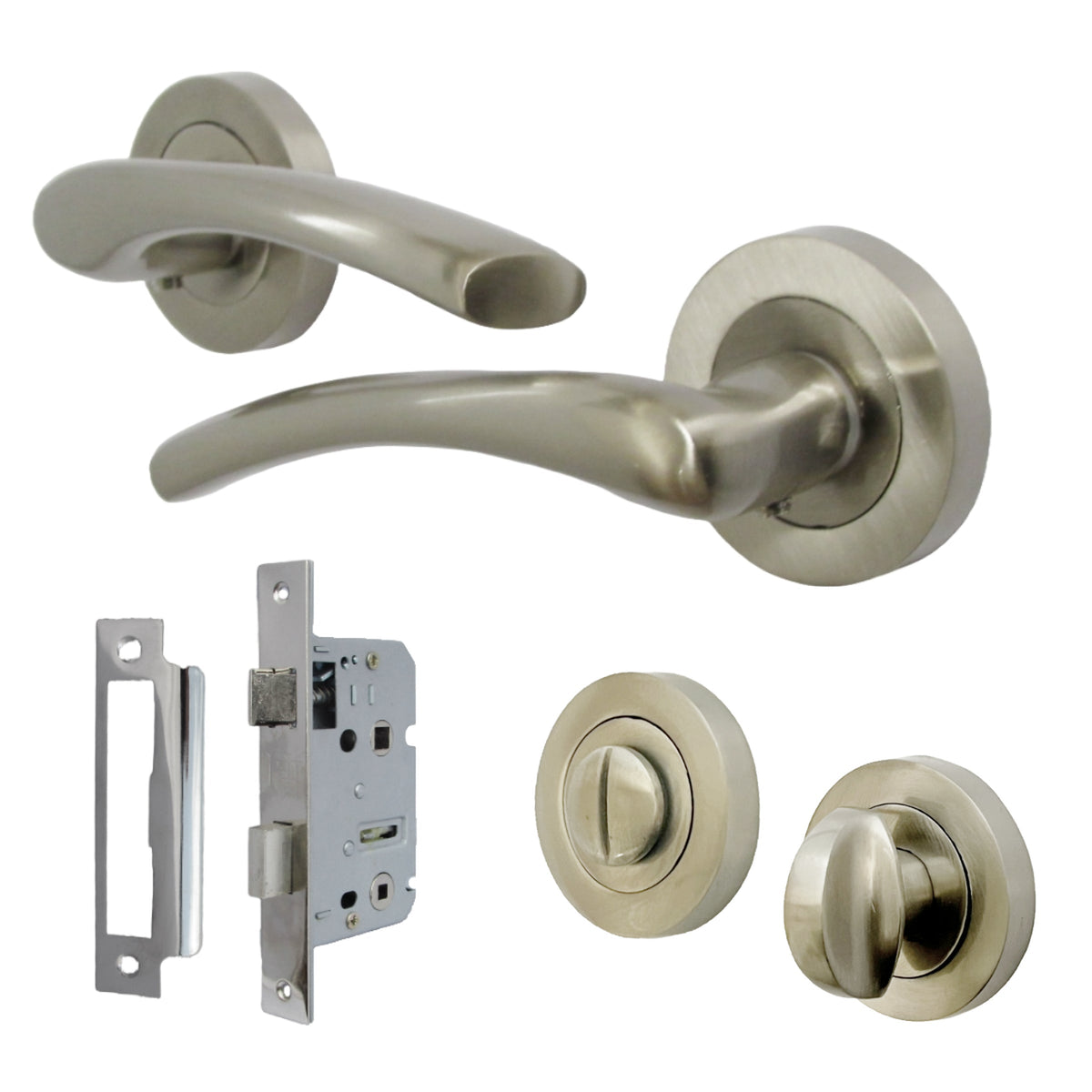 Marketplace JPG companion for Zena Door Handle Bathroom Set Modern Satin Nickel Lever on Rose Internal Thumb Turn