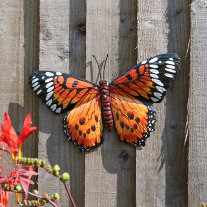 Metal Butterfly Wall Art Decoration - Pink Blue Green Orange Fence Butterflies