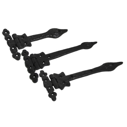 Marketplace JPG companion for Antique Black Cast Iron Tee Hinges 6"/9"/12" Cottage Leaf Spear T Hinge