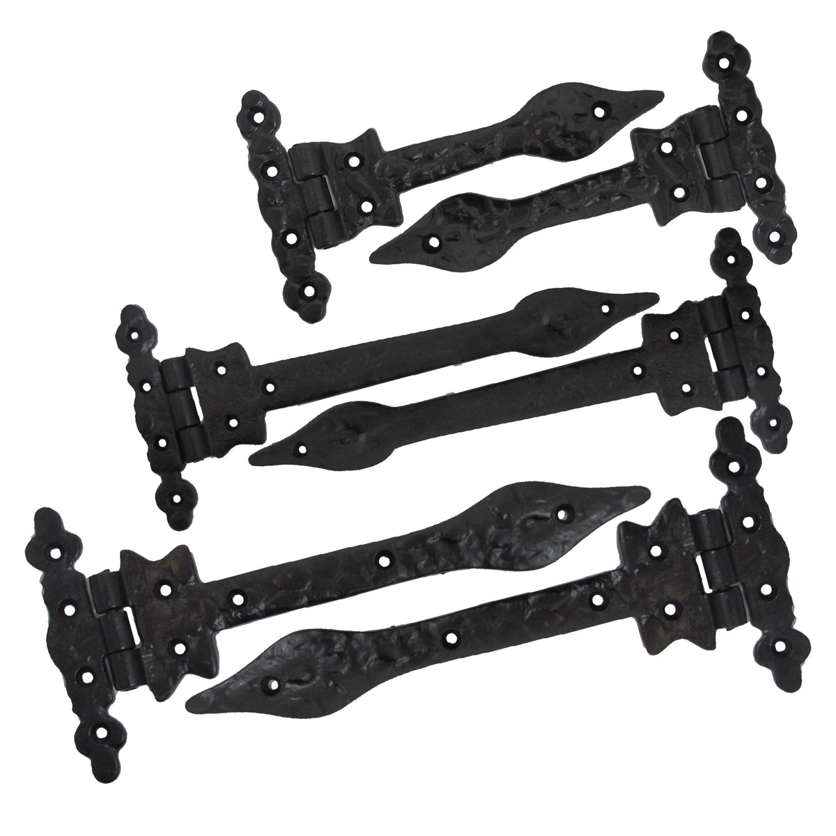 Marketplace JPG companion for Antique Black Cast Iron Tee Hinges 6"/9"/12" Cottage Leaf Spear T Hinge