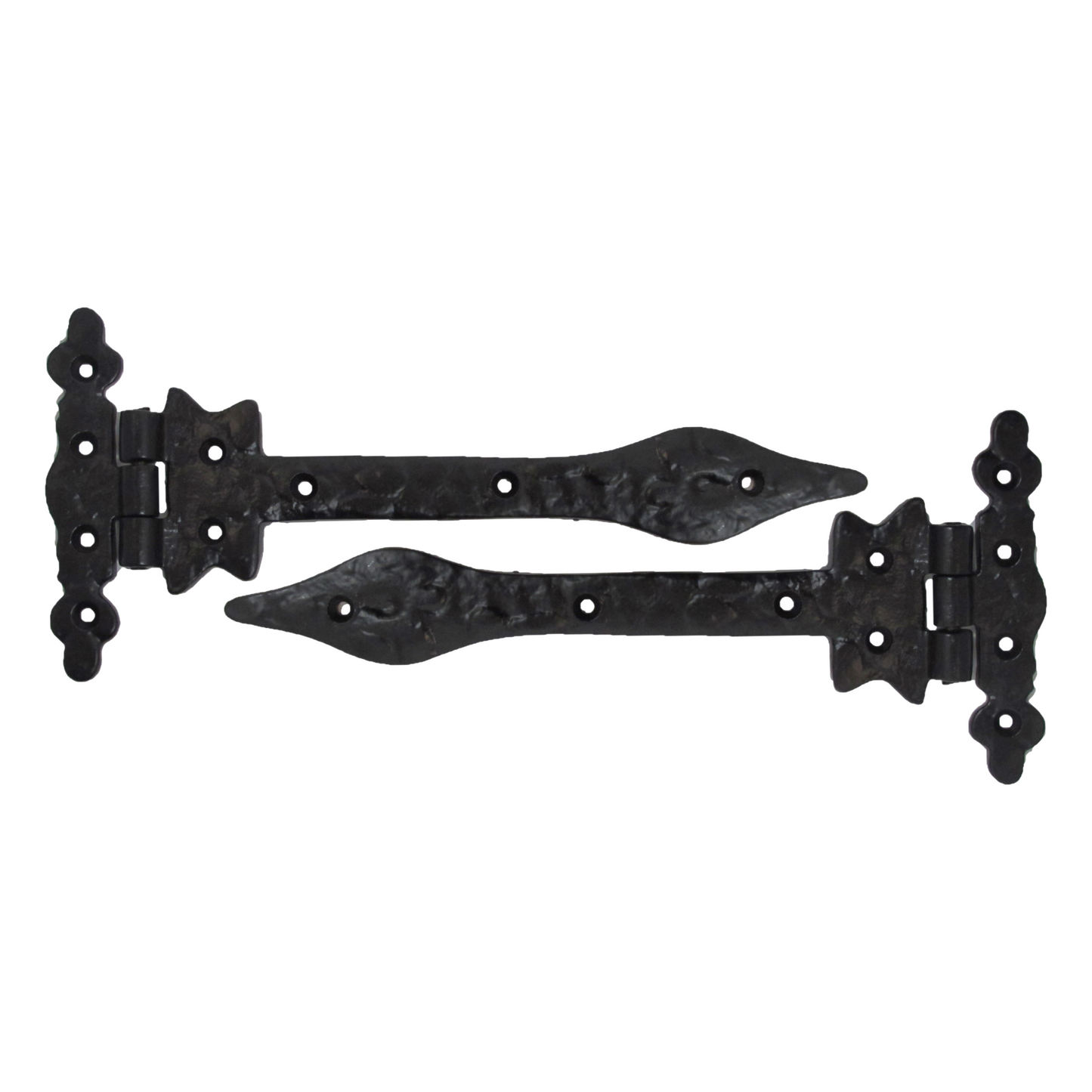 Antique Black Cast Iron Tee Hinges 6"/9"/12" Cottage Leaf Spear T Hinge