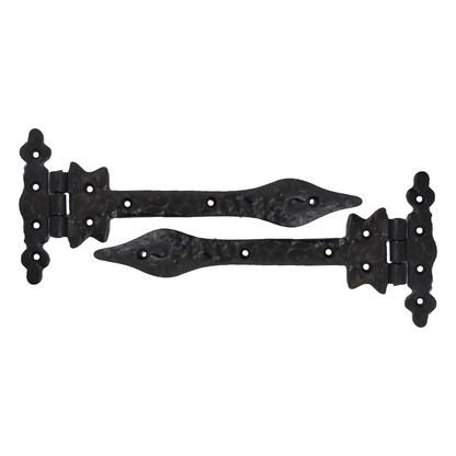 Antique Black Cast Iron Tee Hinges 6"/9"/12" Cottage Leaf Spear T Hinge