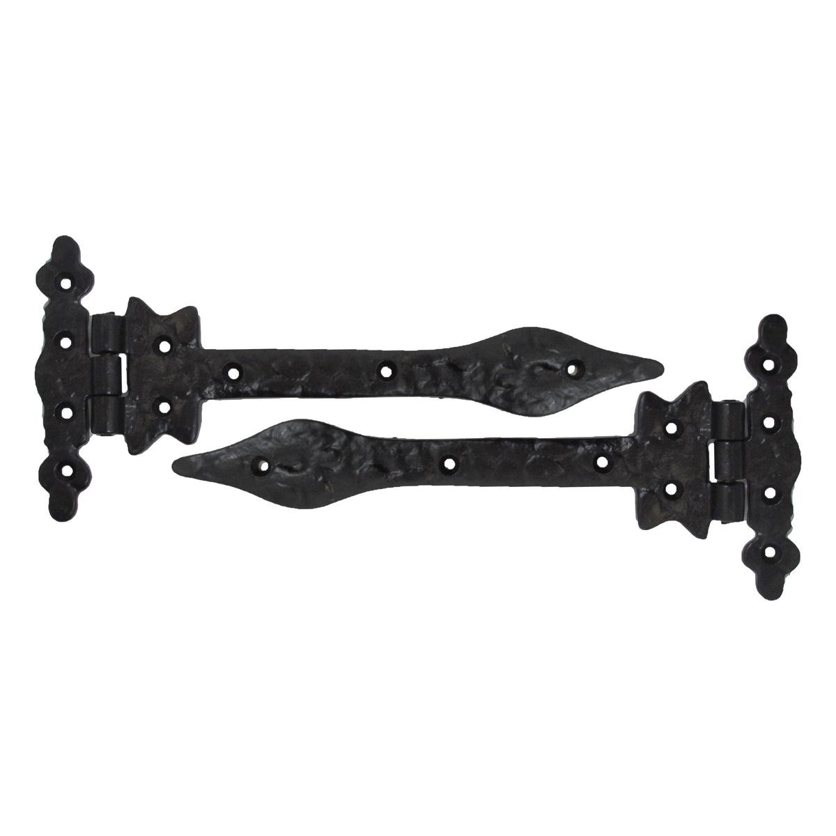 Marketplace JPG companion for Antique Black Cast Iron Tee Hinges 6"/9"/12" Cottage Leaf Spear T Hinge