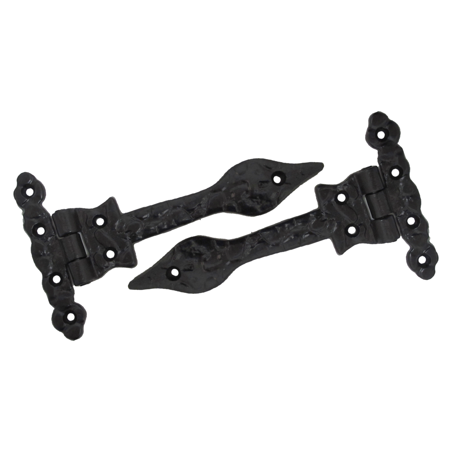 Antique Black Cast Iron Tee Hinges 6"/9"/12" Cottage Leaf Spear T Hinge