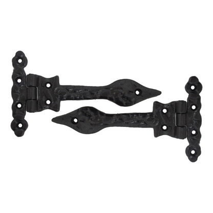 Antique Black Cast Iron Tee Hinges 6"/9"/12" Cottage Leaf Spear T Hinge
