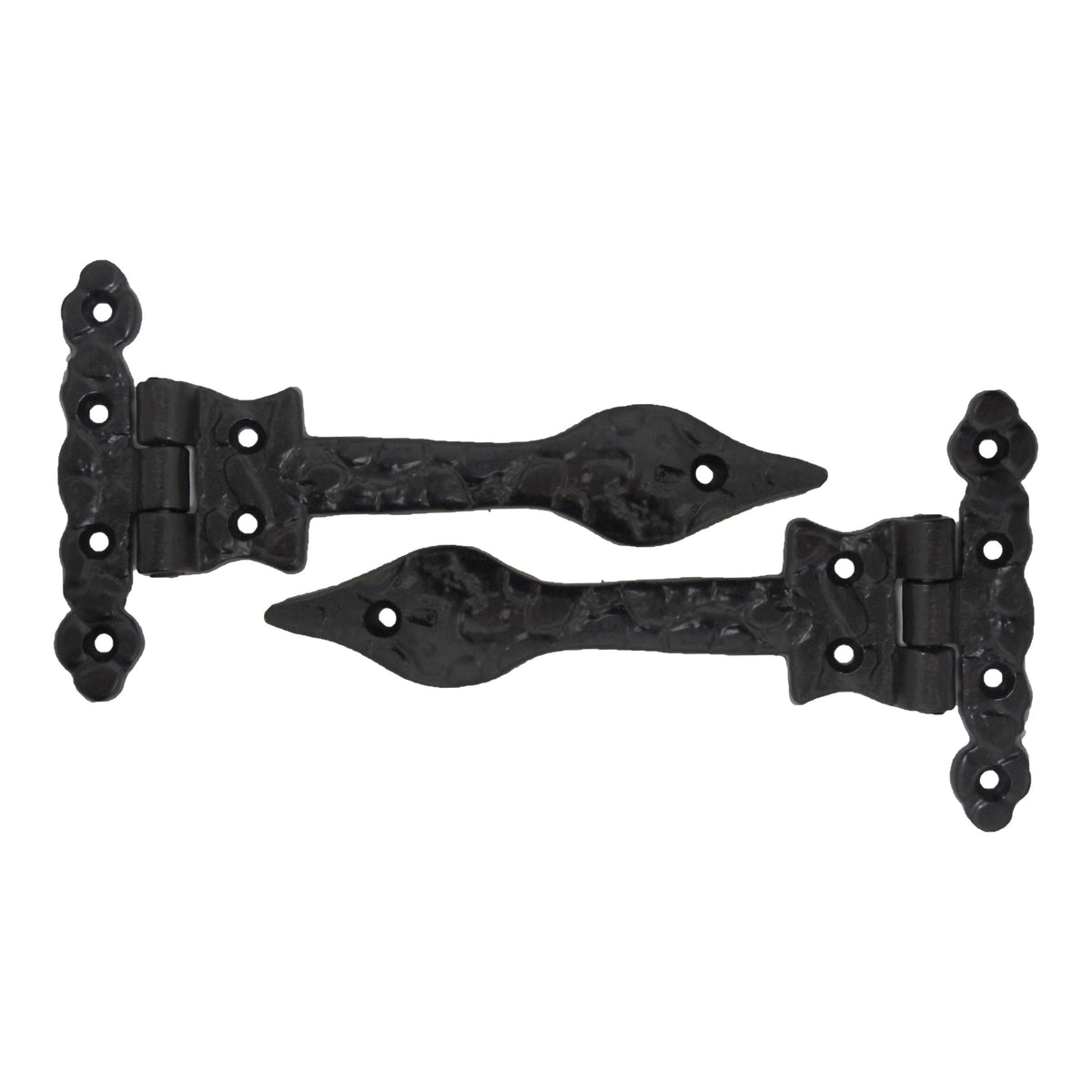 Marketplace JPG companion for Antique Black Cast Iron Tee Hinges 6"/9"/12" Cottage Leaf Spear T Hinge