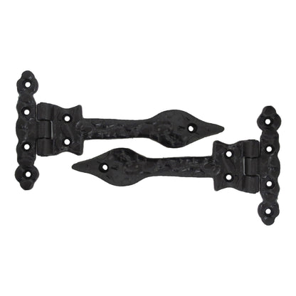 Marketplace JPG companion for Antique Black Cast Iron Tee Hinges 6"/9"/12" Cottage Leaf Spear T Hinge