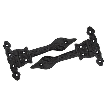Marketplace JPG companion for Antique Black Cast Iron Tee Hinges 6"/9"/12" Cottage Leaf Spear T Hinge
