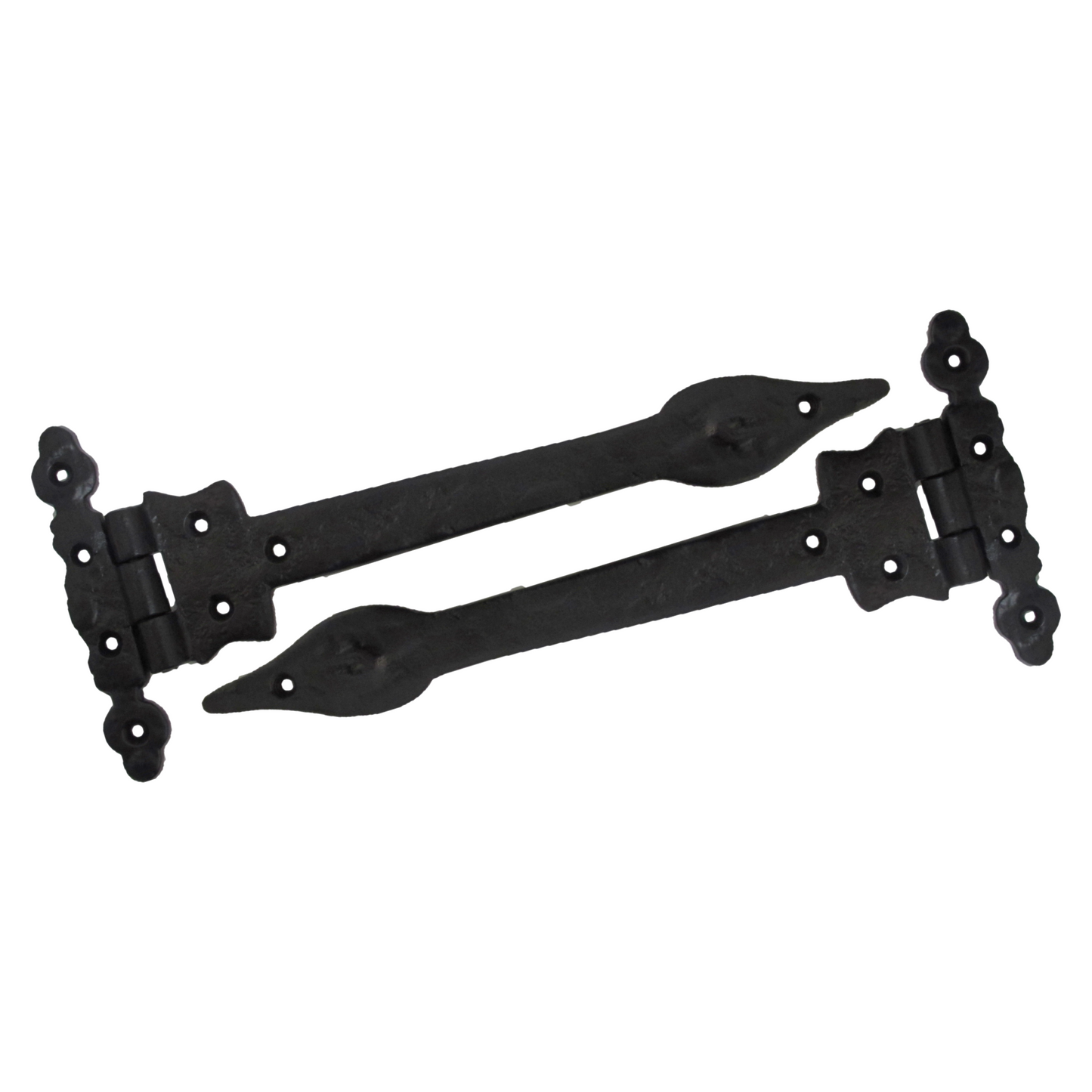 Antique Black Cast Iron Tee Hinges 6"/9"/12" Cottage Leaf Spear T Hinge