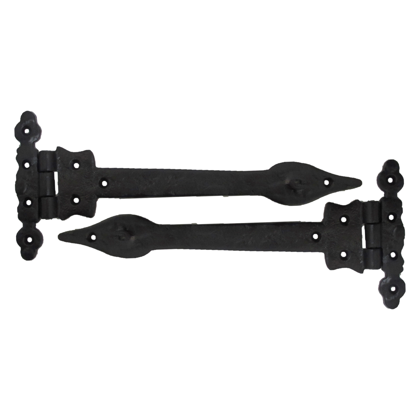Antique Black Cast Iron Tee Hinges 6"/9"/12" Cottage Leaf Spear T Hinge