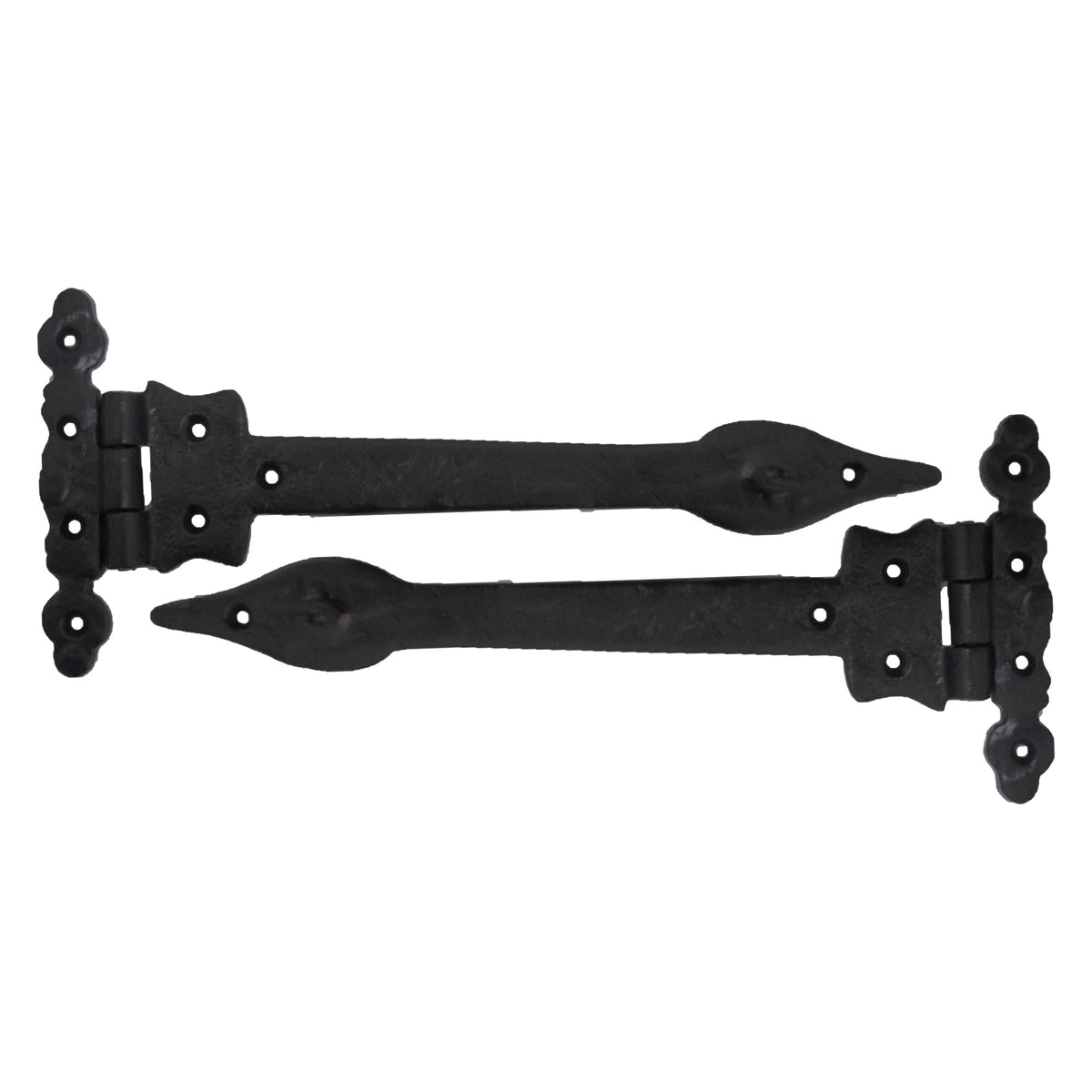 Marketplace JPG companion for Antique Black Cast Iron Tee Hinges 6"/9"/12" Cottage Leaf Spear T Hinge