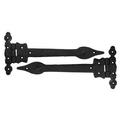 Marketplace JPG companion for Antique Black Cast Iron Tee Hinges 6"/9"/12" Cottage Leaf Spear T Hinge
